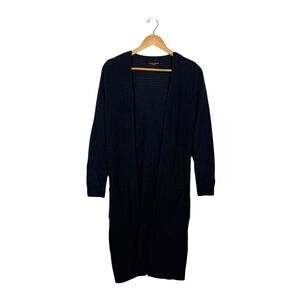 Ambiance Apparel Navy Blue Duster Cardigan Small Open Front Knitted Long Sweater